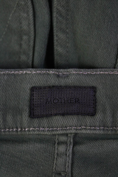 Mother Womens High Waist Skinny Ankle Cropped Jeans Green Size 23