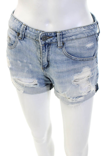 Pistola Women's Midrise Distress Cuff Hem Five Pocket Jean Shorts Size XS