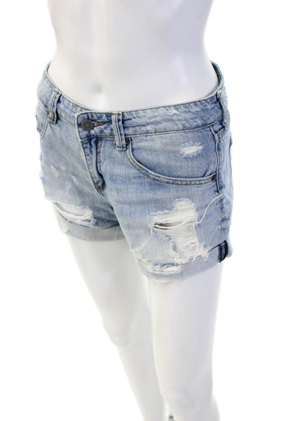 Pistola Women's Midrise Distress Cuff Hem Five Pocket Jean Shorts Size XS