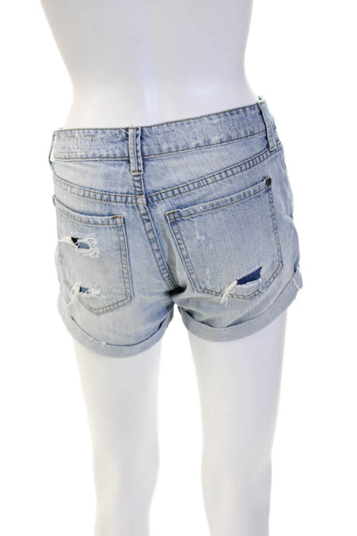 Pistola Women's Midrise Distress Cuff Hem Five Pocket Jean Shorts Size XS