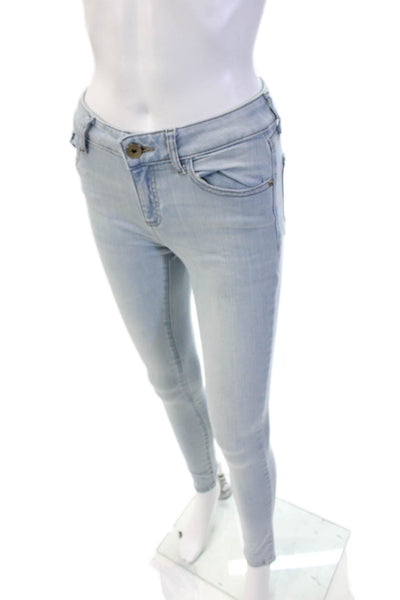 DL 1961 Women Skinny Ankle Jeans Light Blue Mid-Rise Size 24