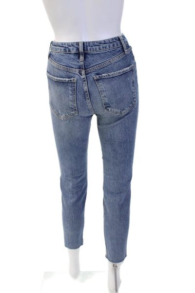 Zara Women Cropped Ankle Mid-Rise Jeans Blue Size 24