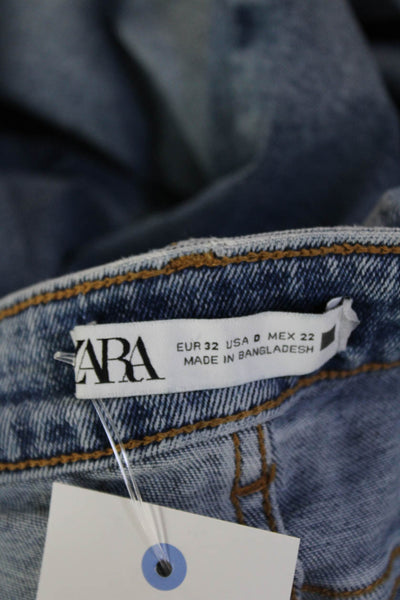 Zara Women Skinny Cropped Ankle Jeans Mid-Rise Blue Button Size 24