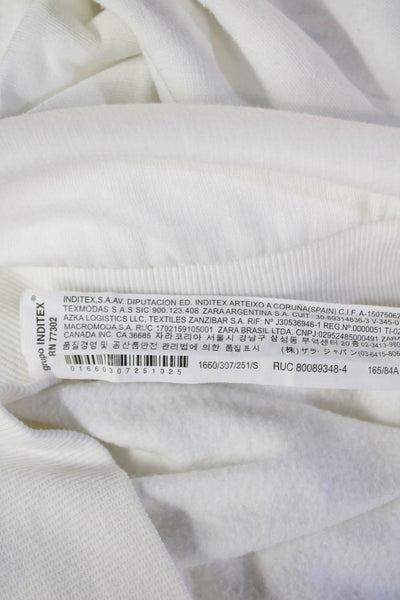 Zara Women Pullover Sweatshirt White Crew Neck Long Sleeve Size S