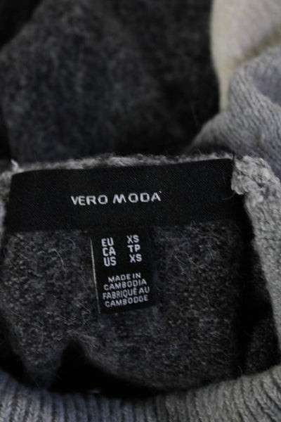 Vero Moda Women's Turtleneck Long Sleeves Colorblock Sweater Gray Size XS
