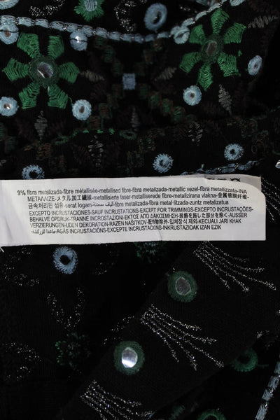 Zara Women's Long Sleeves Button Up Embroidered Jacket Black Size XS