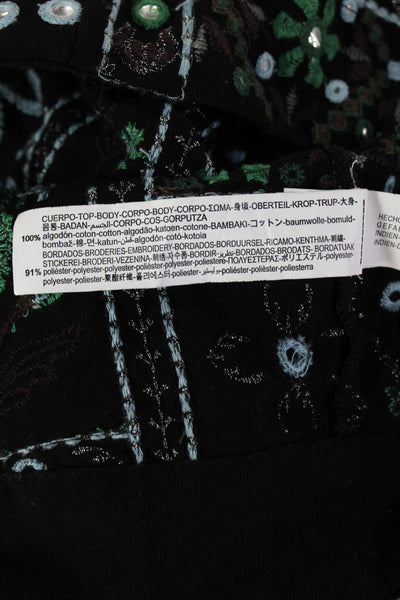 Zara Women's Long Sleeves Button Up Embroidered Jacket Black Size XS