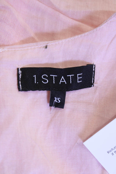 1 State Women Fit & Flare Sundress Pink V-Neck Short Sleeve Polyester Size XS