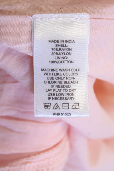 1 State Women Fit & Flare Sundress Pink V-Neck Short Sleeve Polyester Size XS