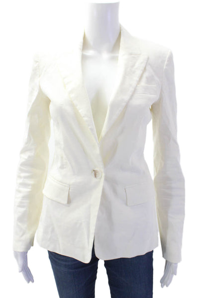 Pinko Womens Single Button Pointed Lapel Cut Out Blazer Jacket White Size 2
