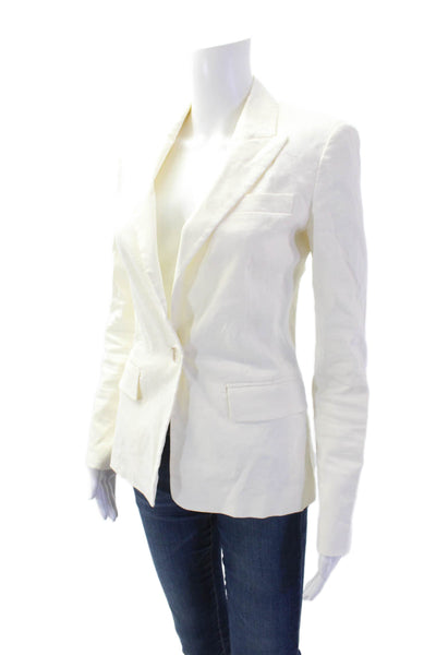 Pinko Womens Single Button Pointed Lapel Cut Out Blazer Jacket White Size 2