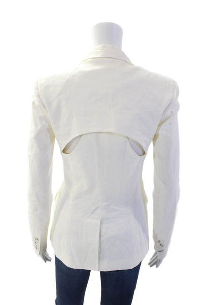 Pinko Womens Single Button Pointed Lapel Cut Out Blazer Jacket White Size 2
