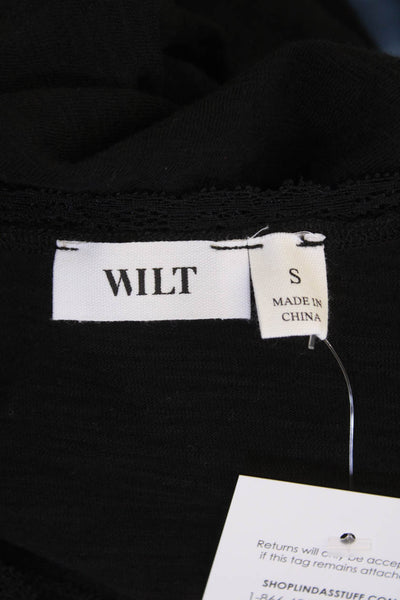 Wilt Women Basic Tunic V-Neck Long Sleeve Black 100% Cotton Size S
