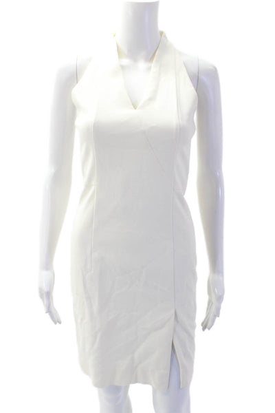 Akris Punto Women Bodycon Sheath Dress White Sleeveless V-Neck Size 4