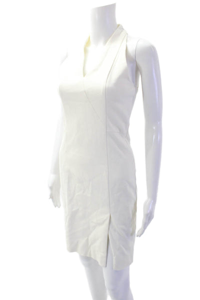 Akris Punto Women Bodycon Sheath Dress White Sleeveless V-Neck Size 4