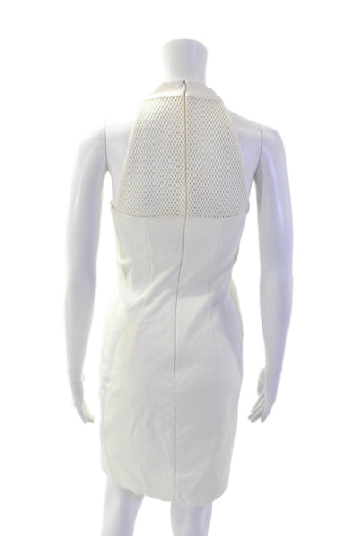 Akris Punto Women Bodycon Sheath Dress White Sleeveless V-Neck Size 4