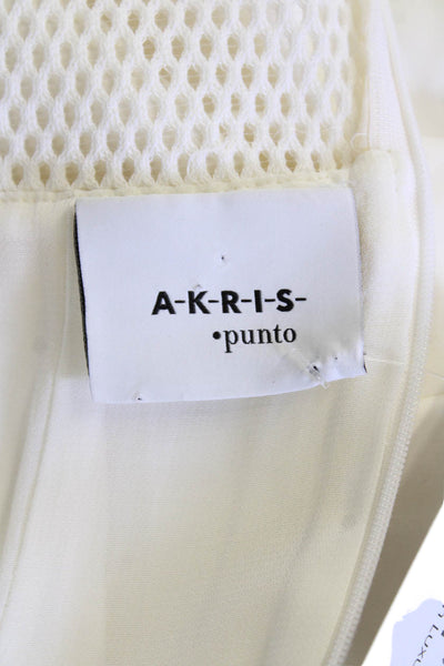 Akris Punto Women Bodycon Sheath Dress White Sleeveless V-Neck Size 4