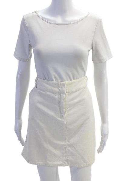 J Crew Womens Cotton Corduroy Mini Skirt White Size 14