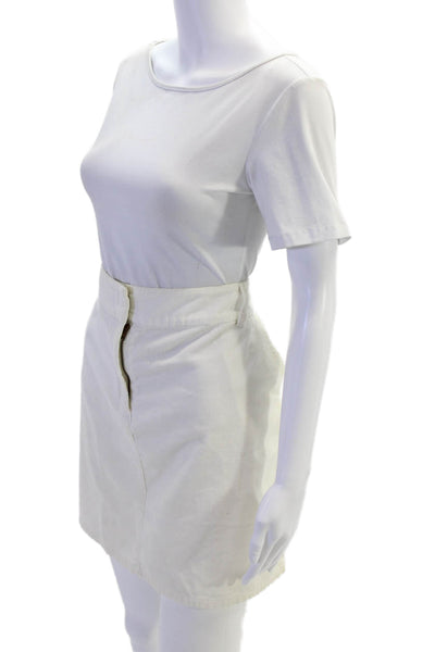 J Crew Womens Cotton Corduroy Mini Skirt White Size 14