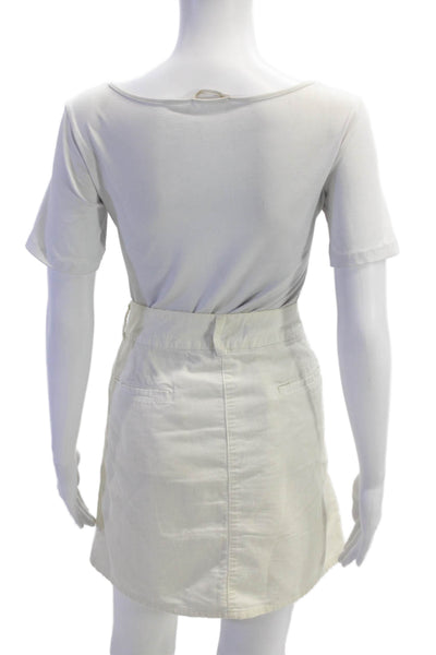 J Crew Womens Cotton Corduroy Mini Skirt White Size 14