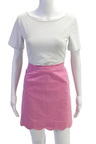 Lily Pulitzer Womens Cotton Scalloped Hem Skirt Pink Size 12