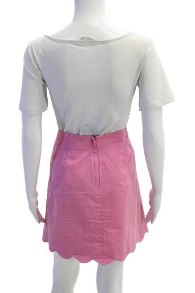 Lily Pulitzer Womens Cotton Scalloped Hem Skirt Pink Size 12