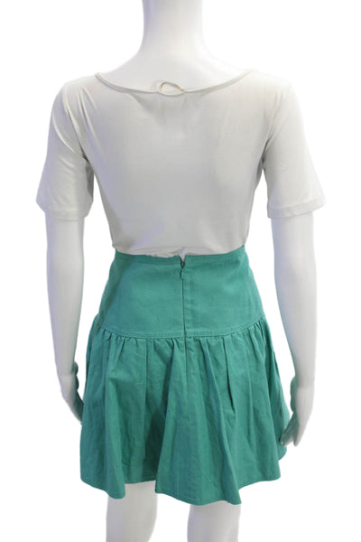 J Crew Womesn Solid Cotton Blend Mini Skirt Blue Size 14