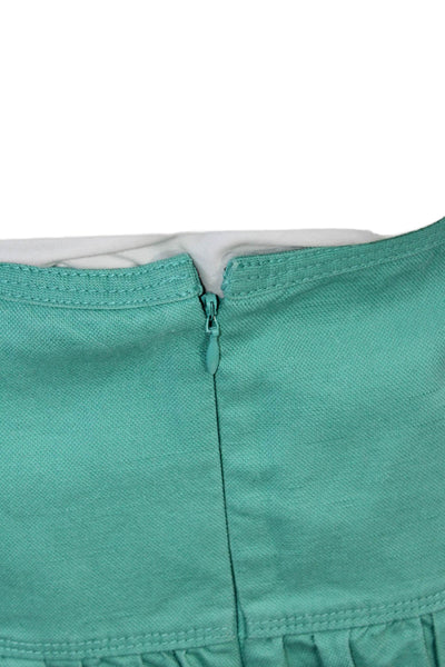 J Crew Womesn Solid Cotton Blend Mini Skirt Blue Size 14