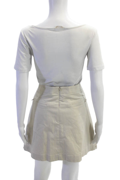Nike Golf Womens Solid 4 Pocket Zip Up Mini Skort Beige Size 14