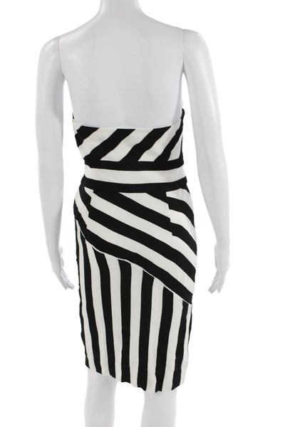 Milly Women Bodycon Pencil Dress Black Sleeveless Striped Zip Size 2