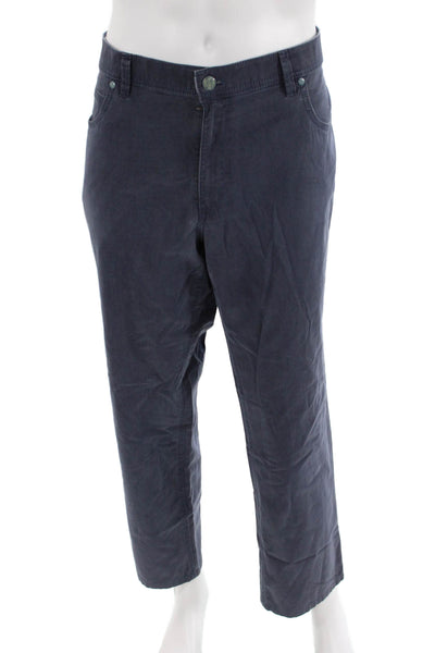 Hiltl Mens Mid Rise Zip Up Straight Leg Kinsey Pants Blue Cotton Size EUR 56
