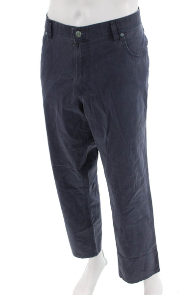 Hiltl Mens Mid Rise Zip Up Straight Leg Kinsey Pants Blue Cotton Size EUR 56