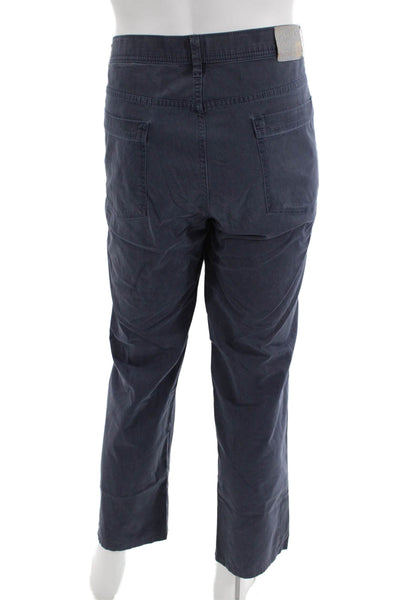 Hiltl Mens Mid Rise Zip Up Straight Leg Kinsey Pants Blue Cotton Size EUR 56