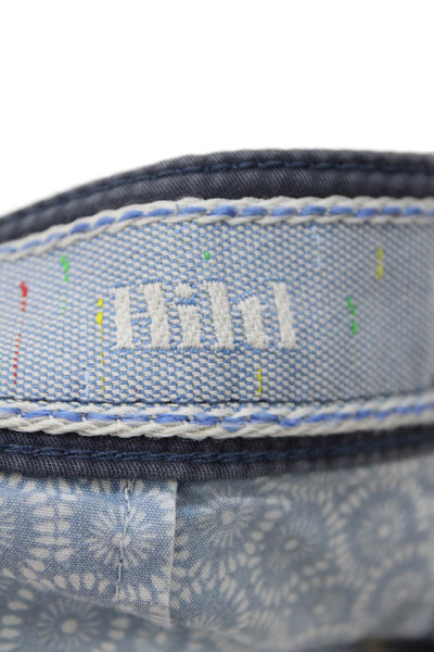 Hiltl Mens Mid Rise Zip Up Straight Leg Kinsey Pants Blue Cotton Size EUR 56