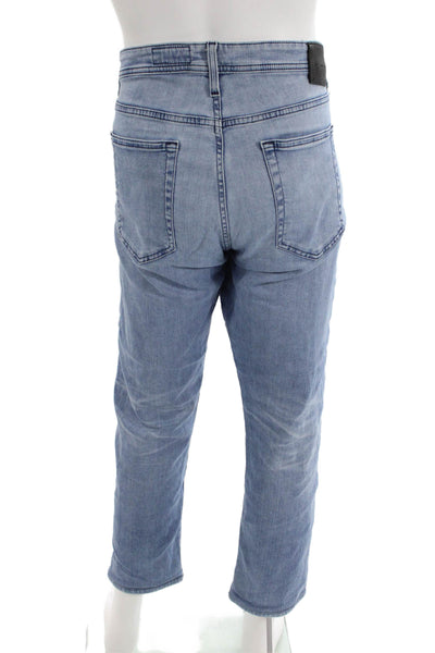 AG Adriano Goldschmied Mens Light Blue Cropped Ankle Jeans Button Size 38