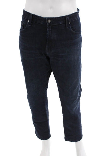AG Adriano Goldschmied Men Dark Blue Cropped Straight Jeans Size 36