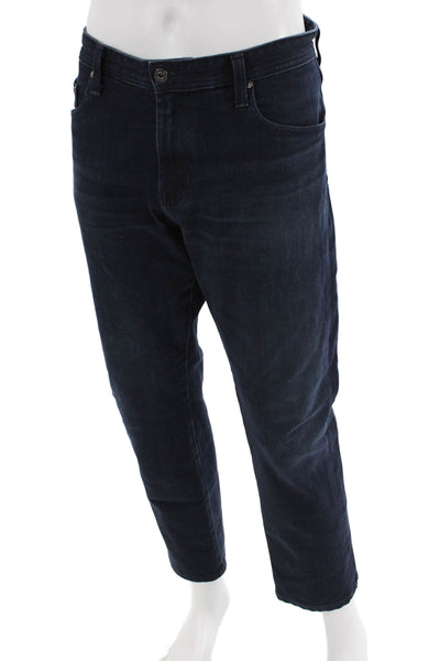 AG Adriano Goldschmied Men Dark Blue Cropped Straight Jeans Size 36