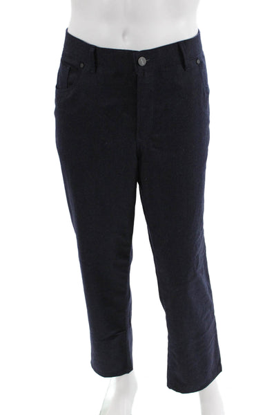 Hiltl Men Dark Blue Cropped Ankle Pants 100% Schurwolle Size 56