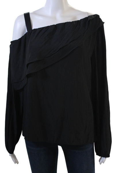 Lola & Sophie Women Black Long Sleeve Solid Polyester Blouse Size S