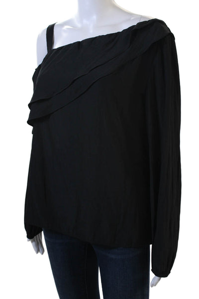 Lola & Sophie Women Black Long Sleeve Solid Polyester Blouse Size S