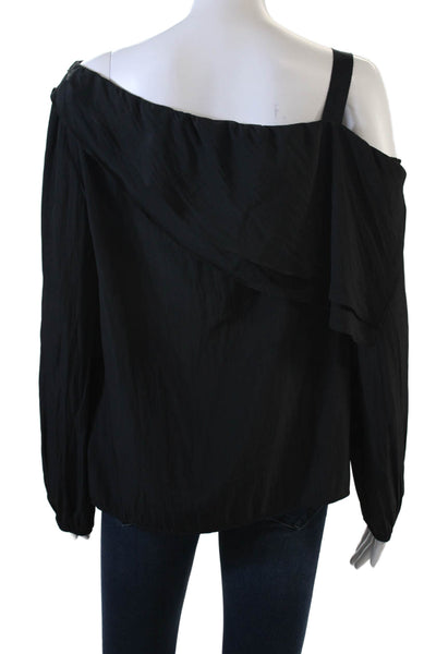 Lola & Sophie Women Black Long Sleeve Solid Polyester Blouse Size S