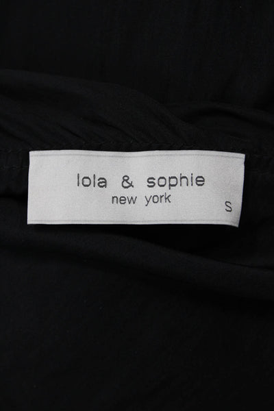 Lola & Sophie Women Black Long Sleeve Solid Polyester Blouse Size S