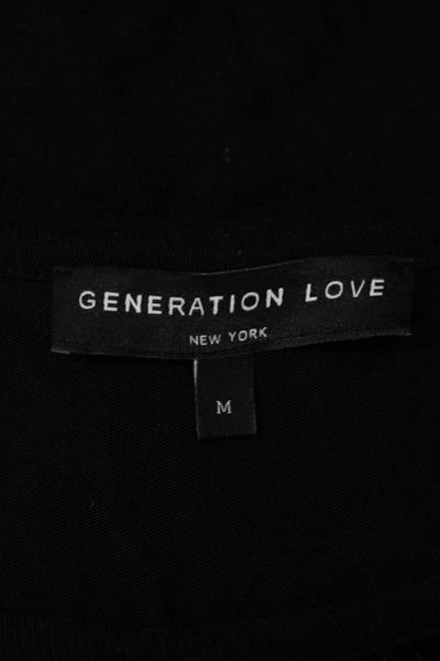 Generation Love Womens Lace Detail Long Sleeves Sweater Black Cotton Size Medium