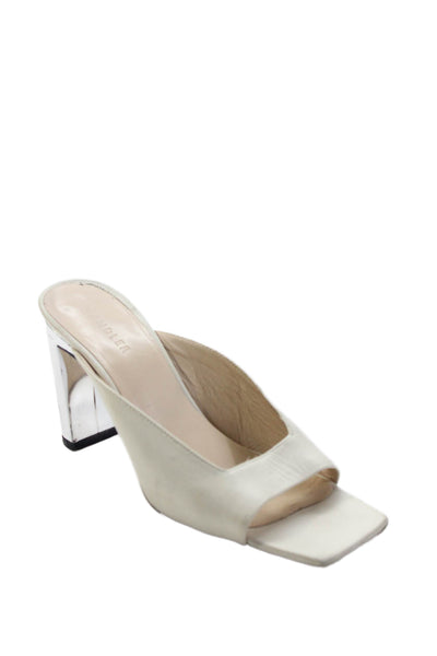 Wandler Womens Leather Square Toe Metallic Detail Heels White Size 6