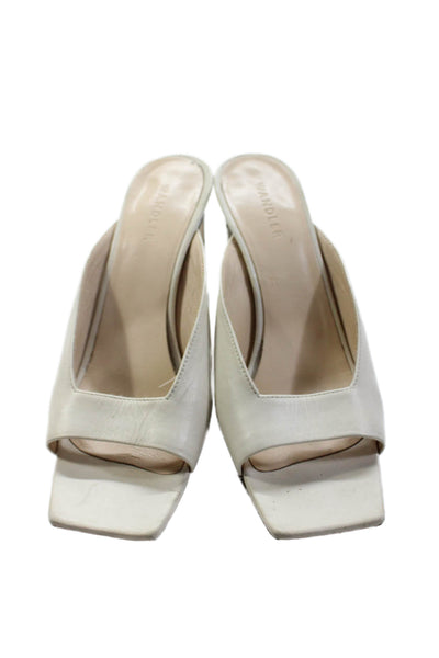 Wandler Womens Leather Square Toe Metallic Detail Heels White Size 6