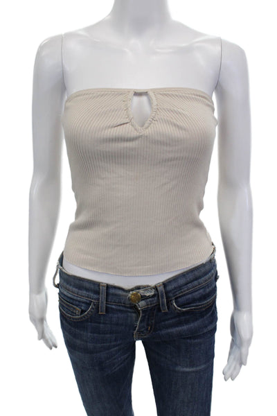 The Range Womens Cropped Beige Tank Sleeveless Button Viscose Size XS