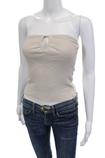 The Range Womens Cropped Beige Tank Sleeveless Button Viscose Size XS