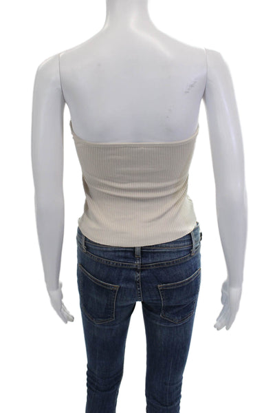 The Range Womens Cropped Beige Tank Sleeveless Button Viscose Size XS