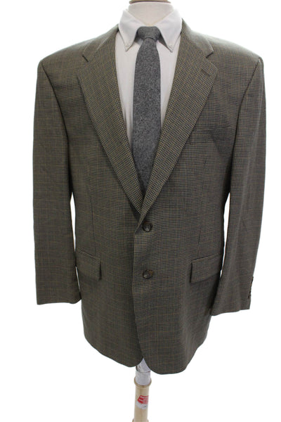 Chaps Mens Houndstooth Print Blazer Beige Size 46