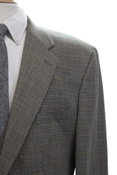 Chaps Mens Houndstooth Print Blazer Beige Size 46